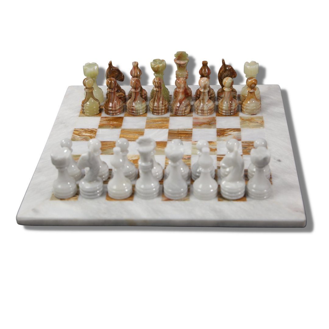 Landster Spiel, Schach Schachset Schachbrett Schachfiguren Schachspiel, Handgefertigt Aus Marmor
