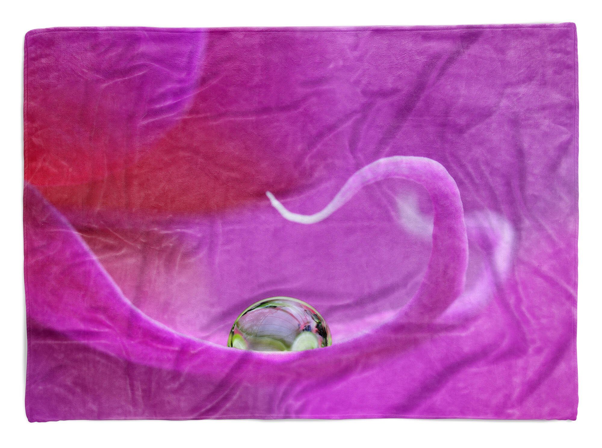 Blüte Handtuch Art Strandhandtuch mit Baumwolle-Polyester-Mix Fotomotiv Kuscheldecke Saunatuch (1-St), Handtuch Wassertropfe, Sinus Handtücher