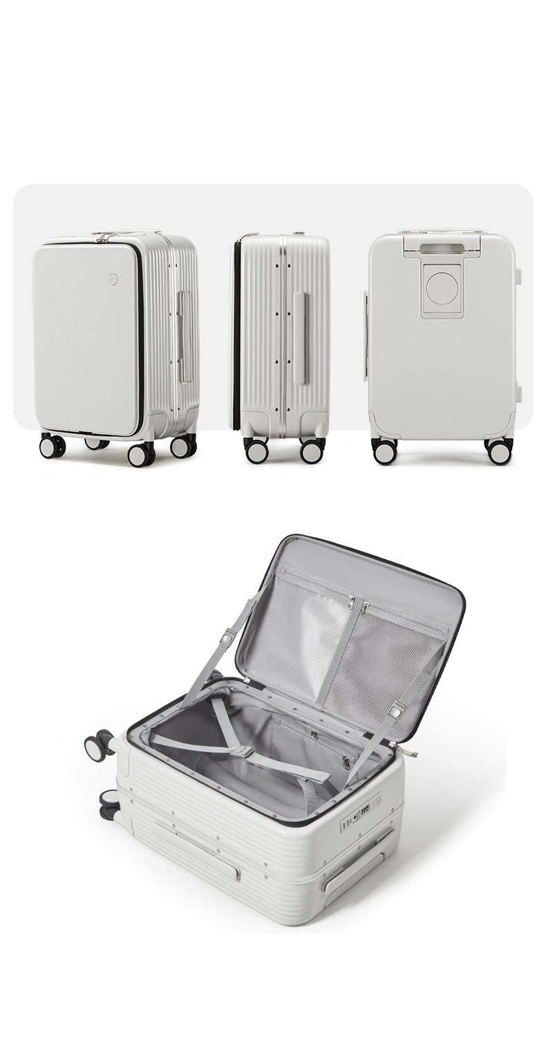 Hanke Hartschalen-Trolley Handgepäckkoffer USB, Getränkehalter, TSA, Polycarbonat, weiss