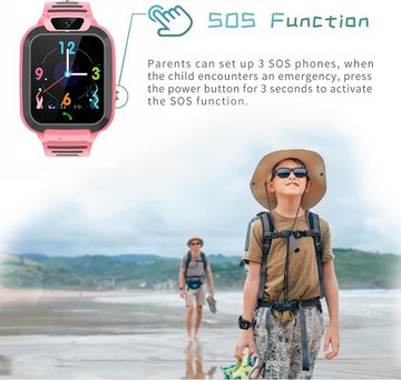 Gontence Uhr für Kinder mit Videoanruf,SOS,Sprachchat,Wecker Smartwatch GPS-Ortung,400mAh Smartwatch