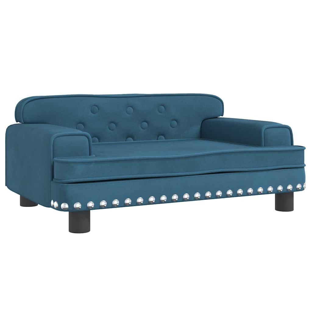 furnicato Tierbett Hundebett Blau 70 x 45 x 30 cm mit Samtbezug und Massivholzrahmen, Samt, Weiches Haustier-Sofa mit Schaumstoffpolsterung für kleine Hunde