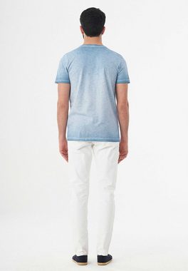 ORGANICATION T-Shirt Men's Garment Dyed Printed T-Shirt in Petrol Blue