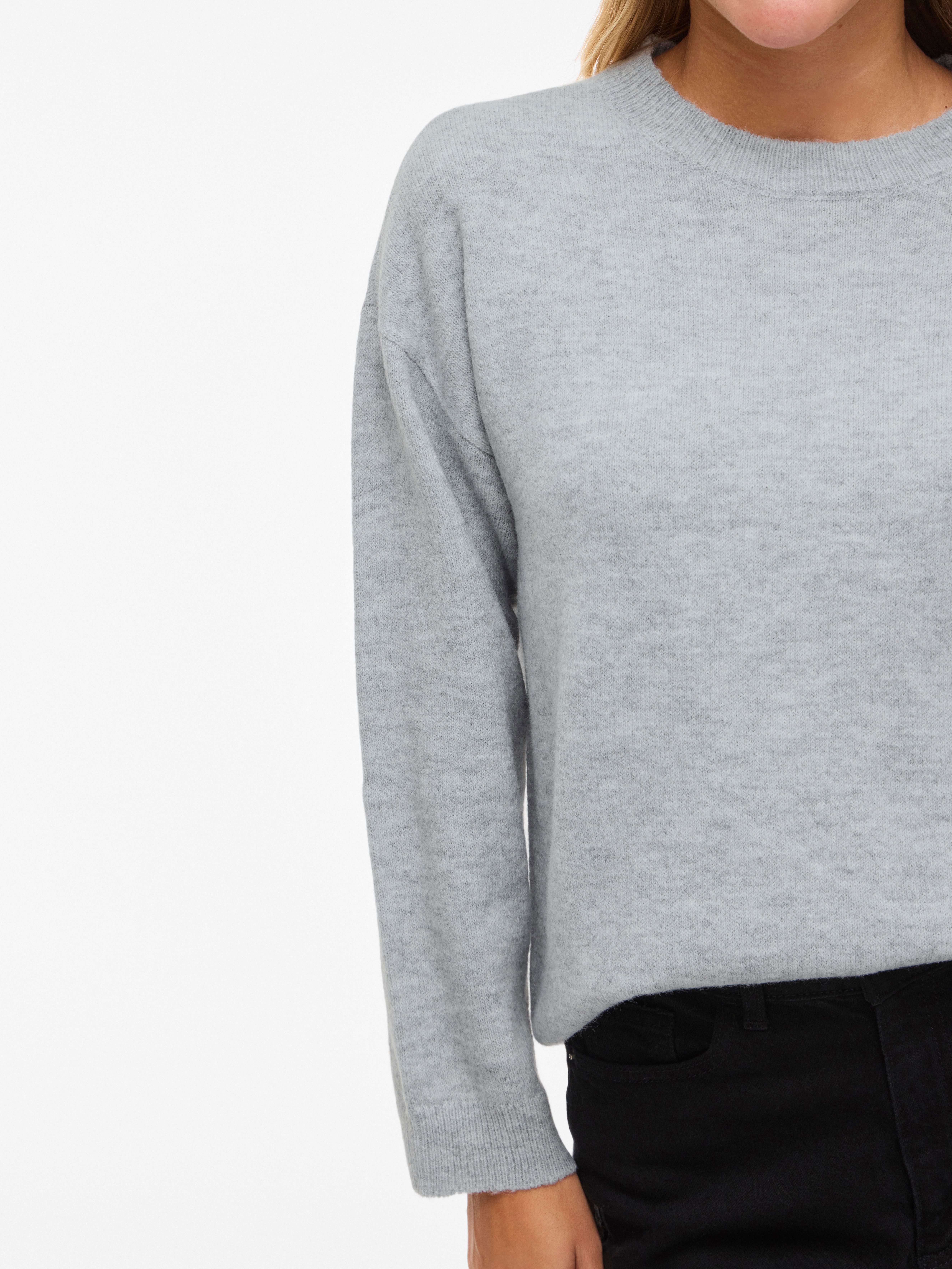 Vila Strickpullover VILIGA L/S O-NECK KNIT TOP - NOOS Materialmix, relaxed fit