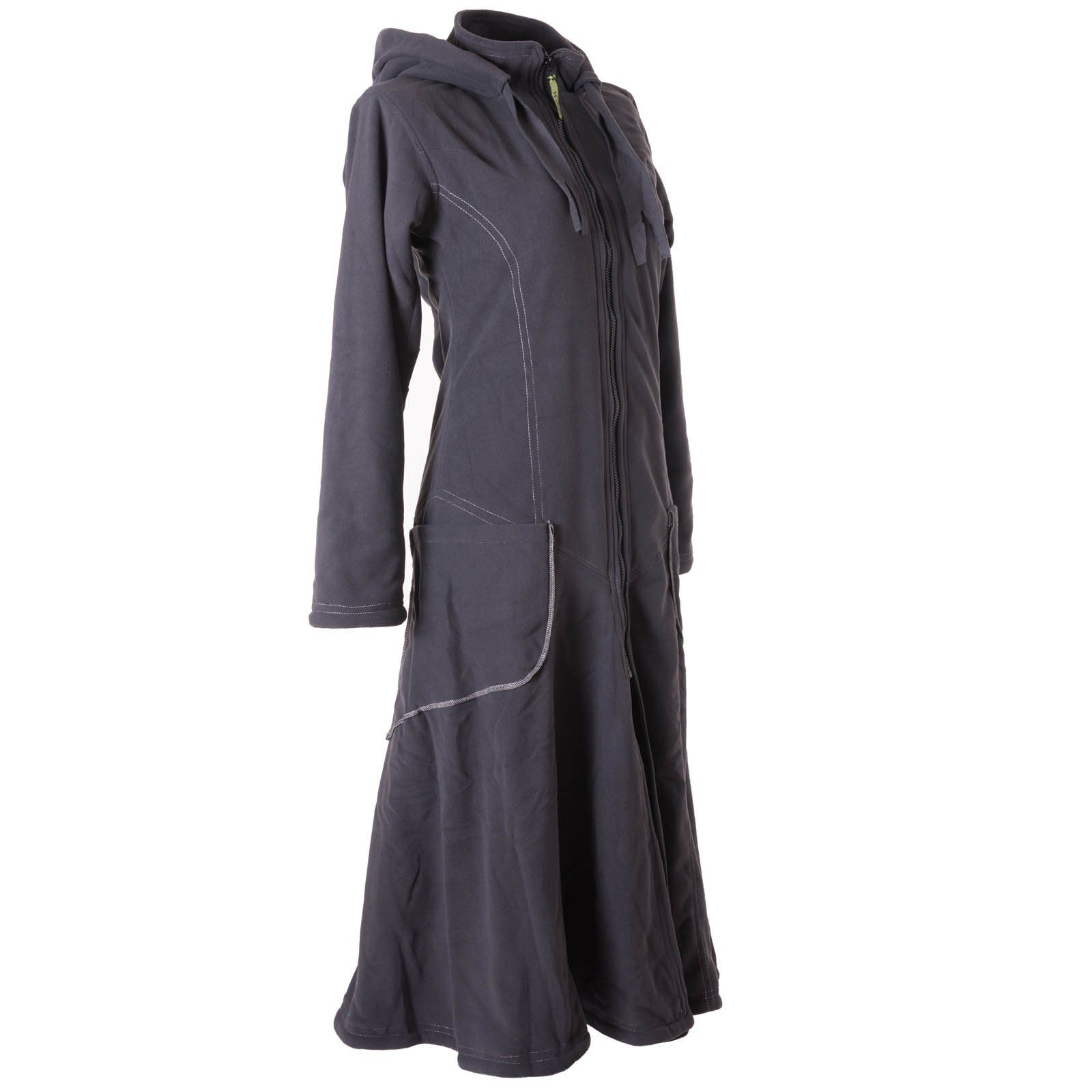 Vishes Langmantel Langer, warmer Fleece Mantel mit Zipfelkapuze Elfen, Boho, Goa Boho Style