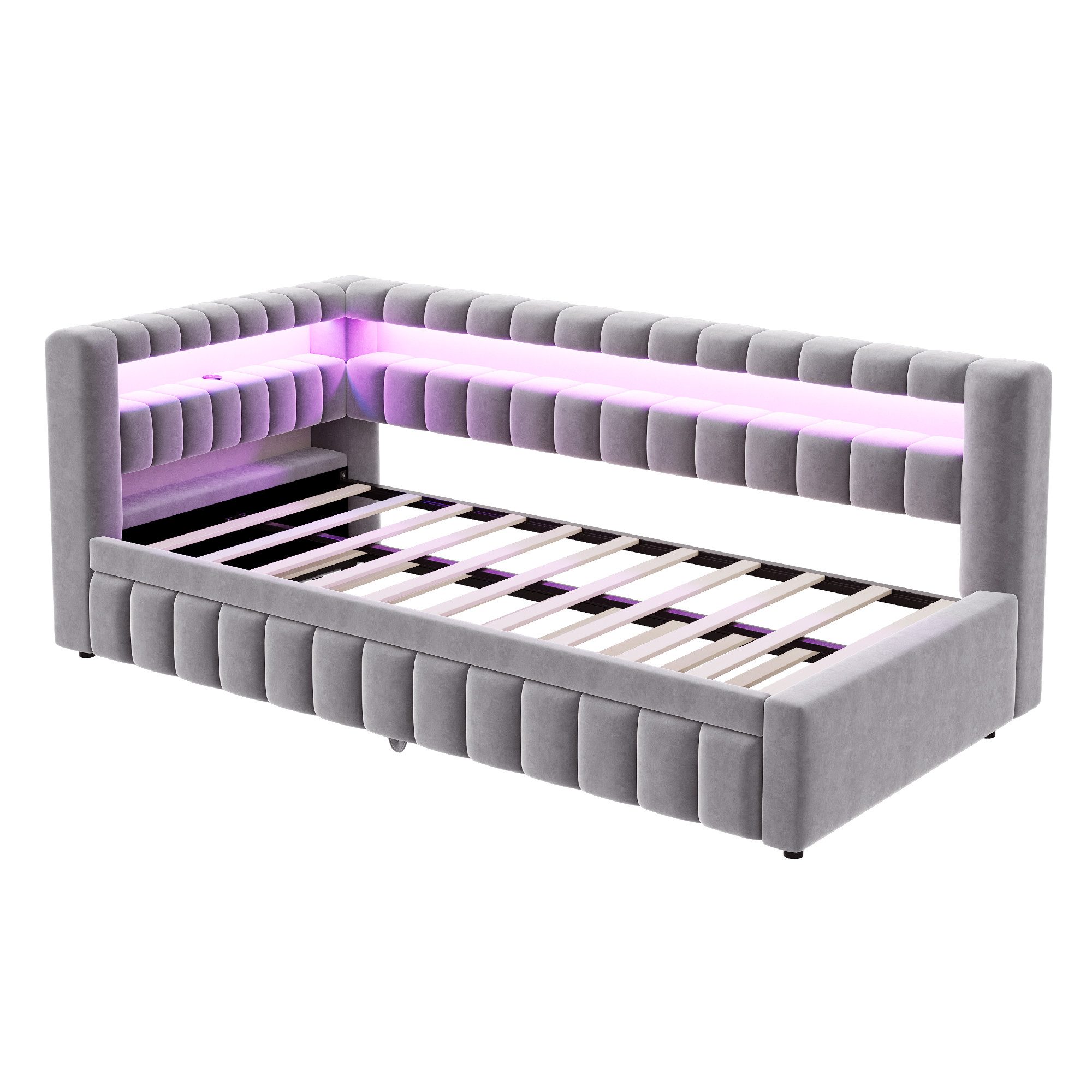 Odikalo Schlafsofa Schlafcouch Tagesbett Daybed Daybett USB Kopfteil 90x200cm Mehrfarbig