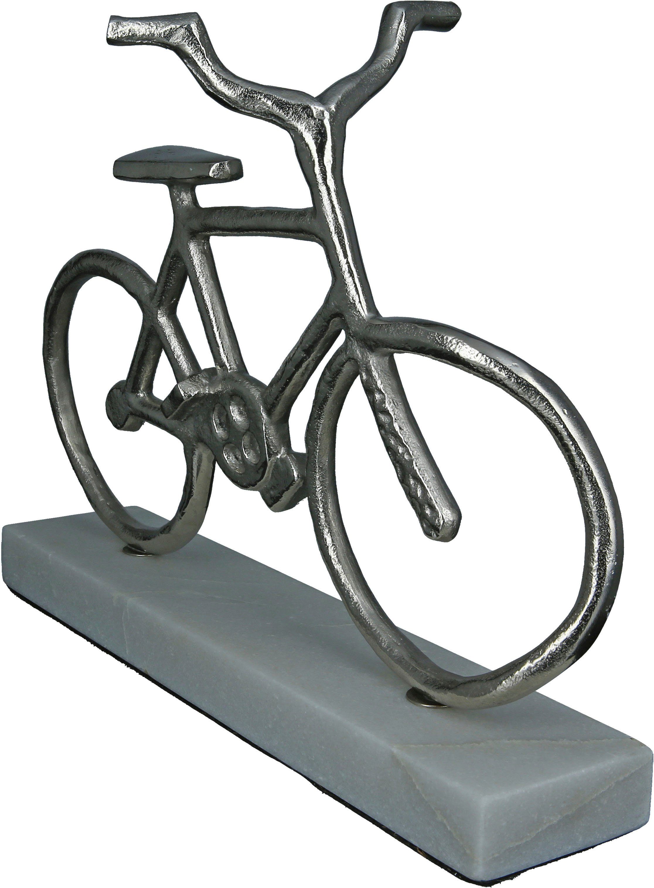 GILDE Dekofigur »Fahrrad auf Base, silber« (1 Stück), Dekoobjekt, aus Metall, Höhe 28 cm, Wohnzimmer-HomeTrends