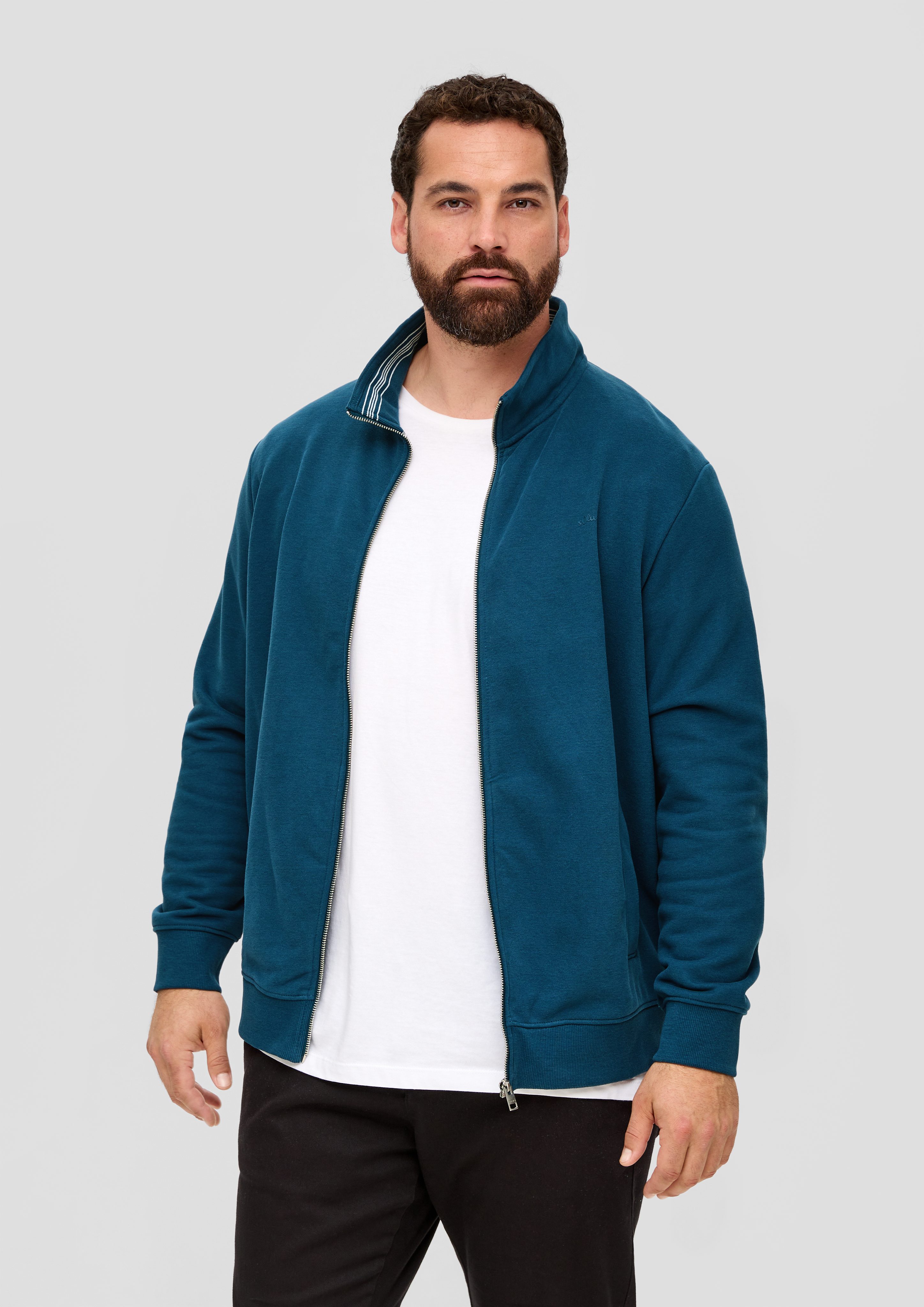 petrol Allwetterjacke mit s.Oliver Stehkragen Sweatjacke