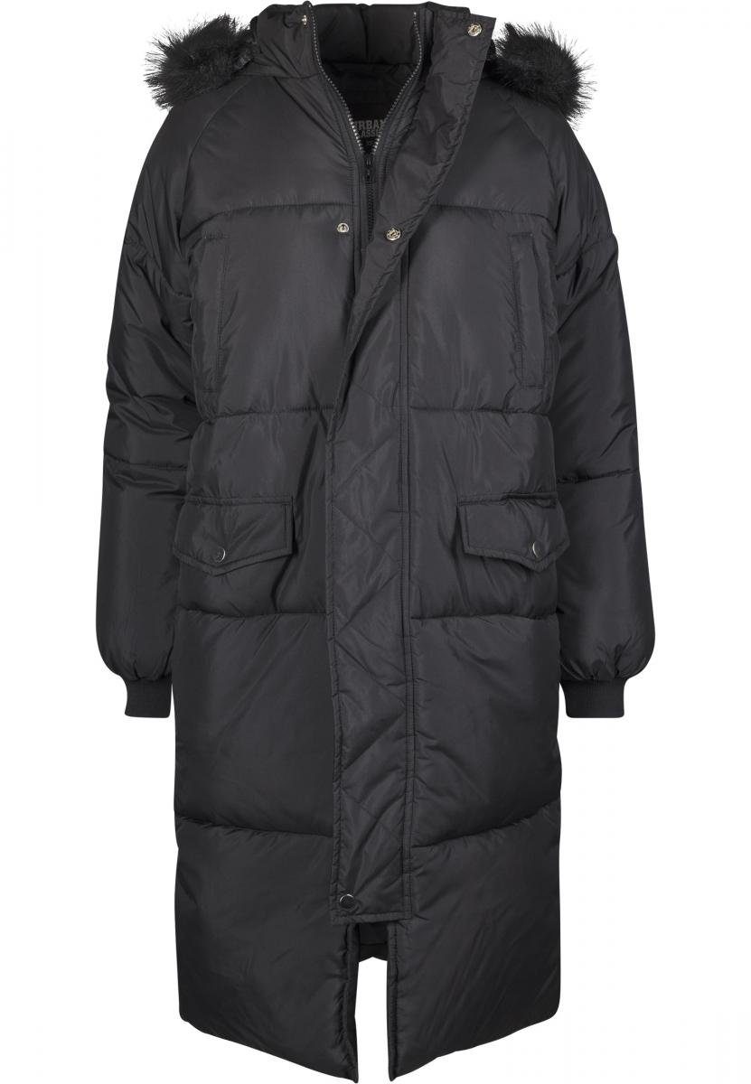 URBAN CLASSICS Outdoorjacke Damen Puffer Coat (1-St) Oversize Fur Ladies black/black Faux