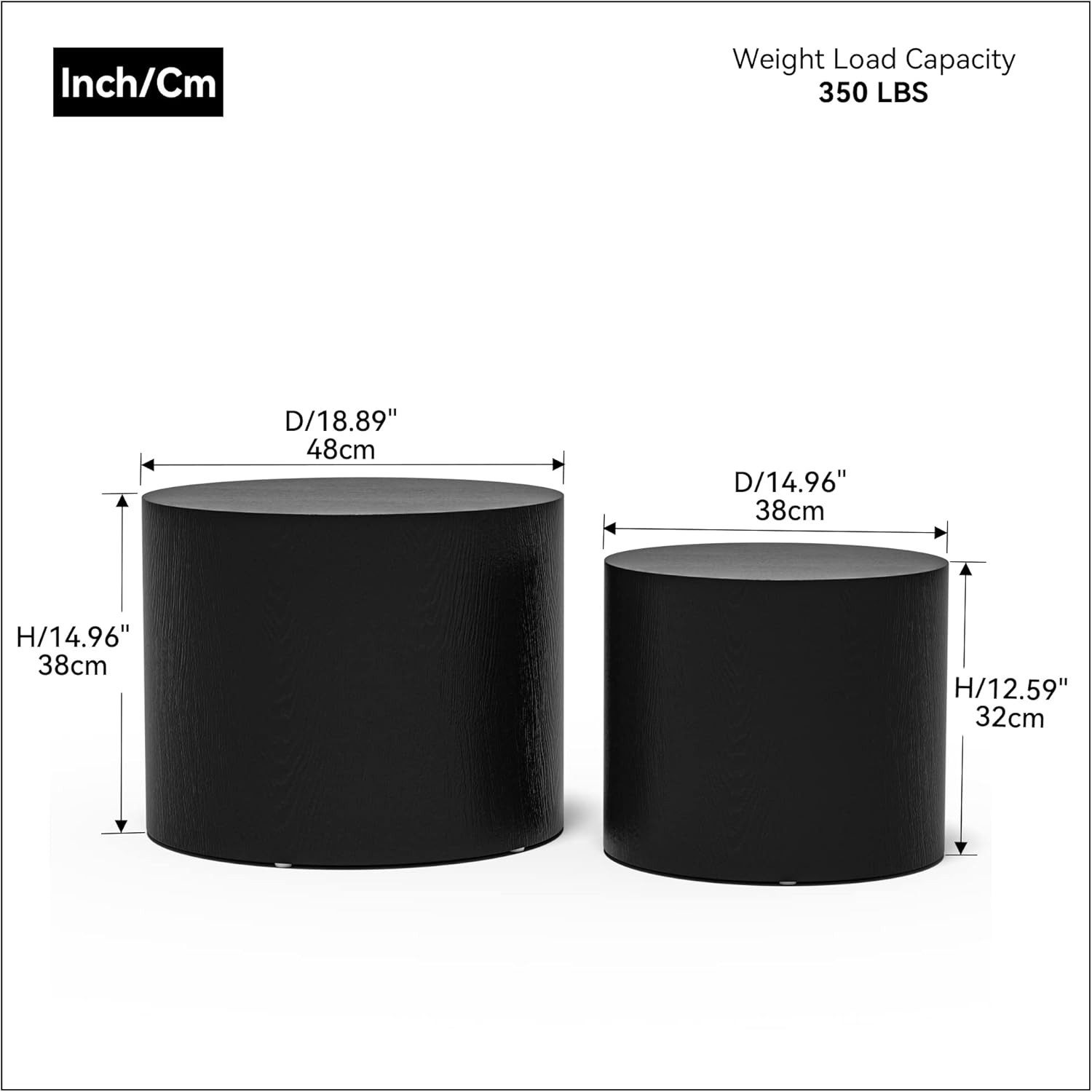 DUMOS Couchtisch 2er-Set Beistelltische,Runder Couchtisch,Akzent- und Endtische (2er-Set Nesting-Tische), Keine Montage