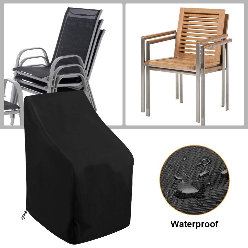 Minicloss Gartenmöbel-Schutzhülle Gartenstühle Abdeckung, Schutzhülle für Stapelstühle Winterfest, Gartenstuhl Stuhlüberzug UV-Beständig Abdeckhülle für Gartenm – Bild 4 von 5