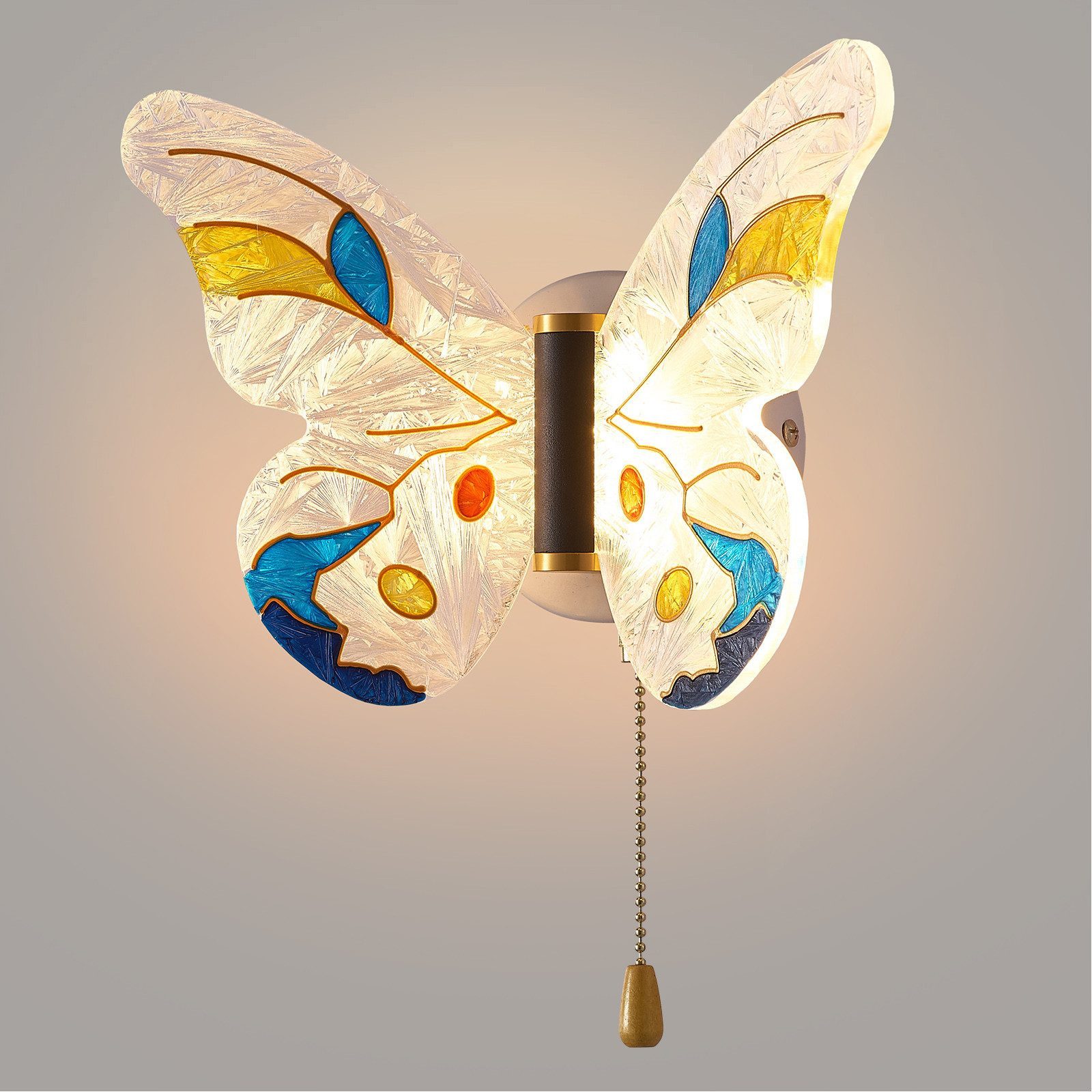 Ophy LED Wandleuchte LED Schmetterlings-Wandleuchte 8 W, dimmbar mit Zugschalter, 3 Farbtemperaturen, Acryl, für Schlafzimmer, Kinderzimmer, Treppen & Flur