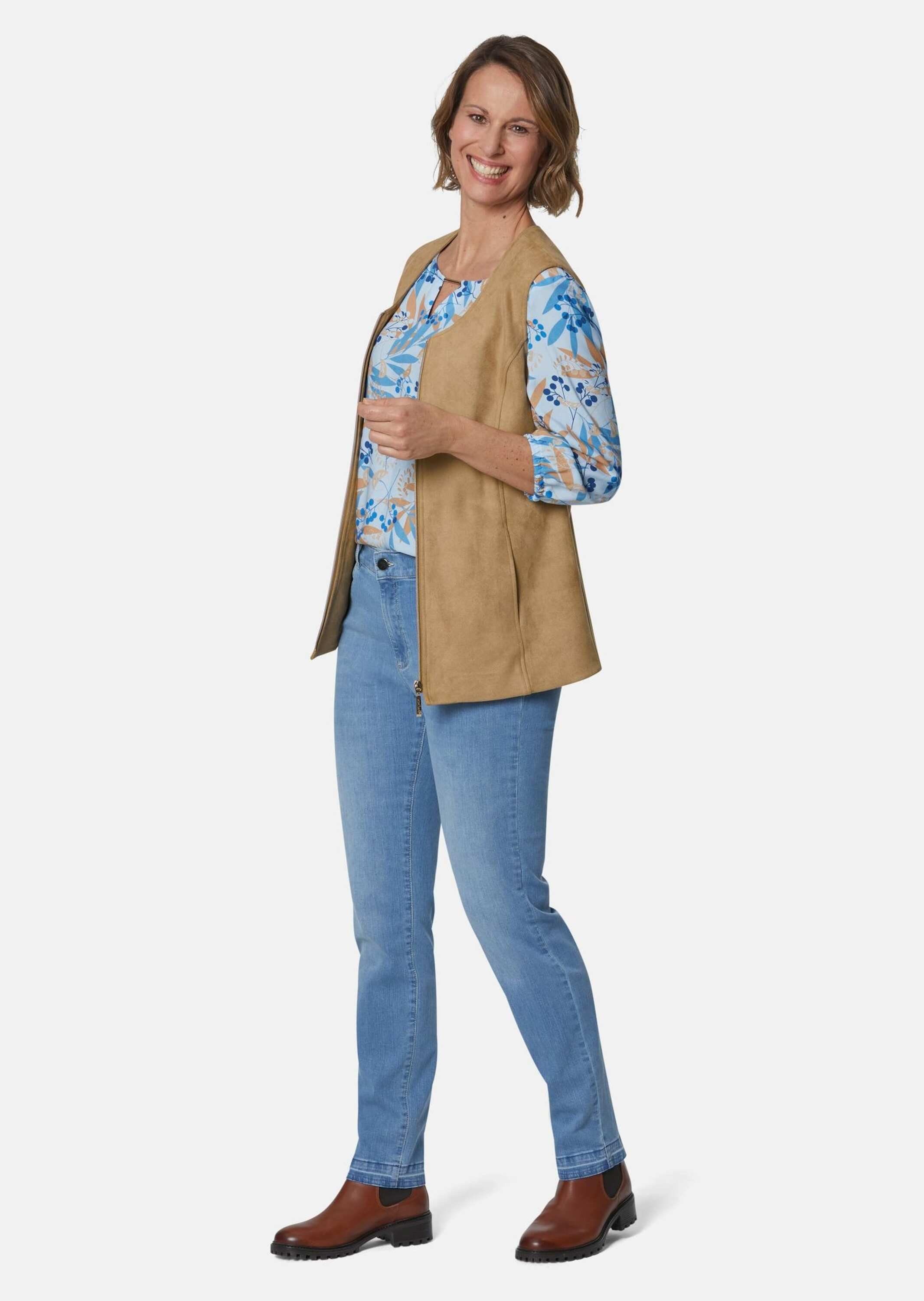 GOLDNER Kurzweste Kurzgröße: Velourslederimitat-Weste