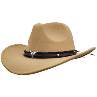 Yalion Cowboyhut Western Cowboyhut Herren Temperament Sämischleder Hut Hellbraun feine Accessoires
