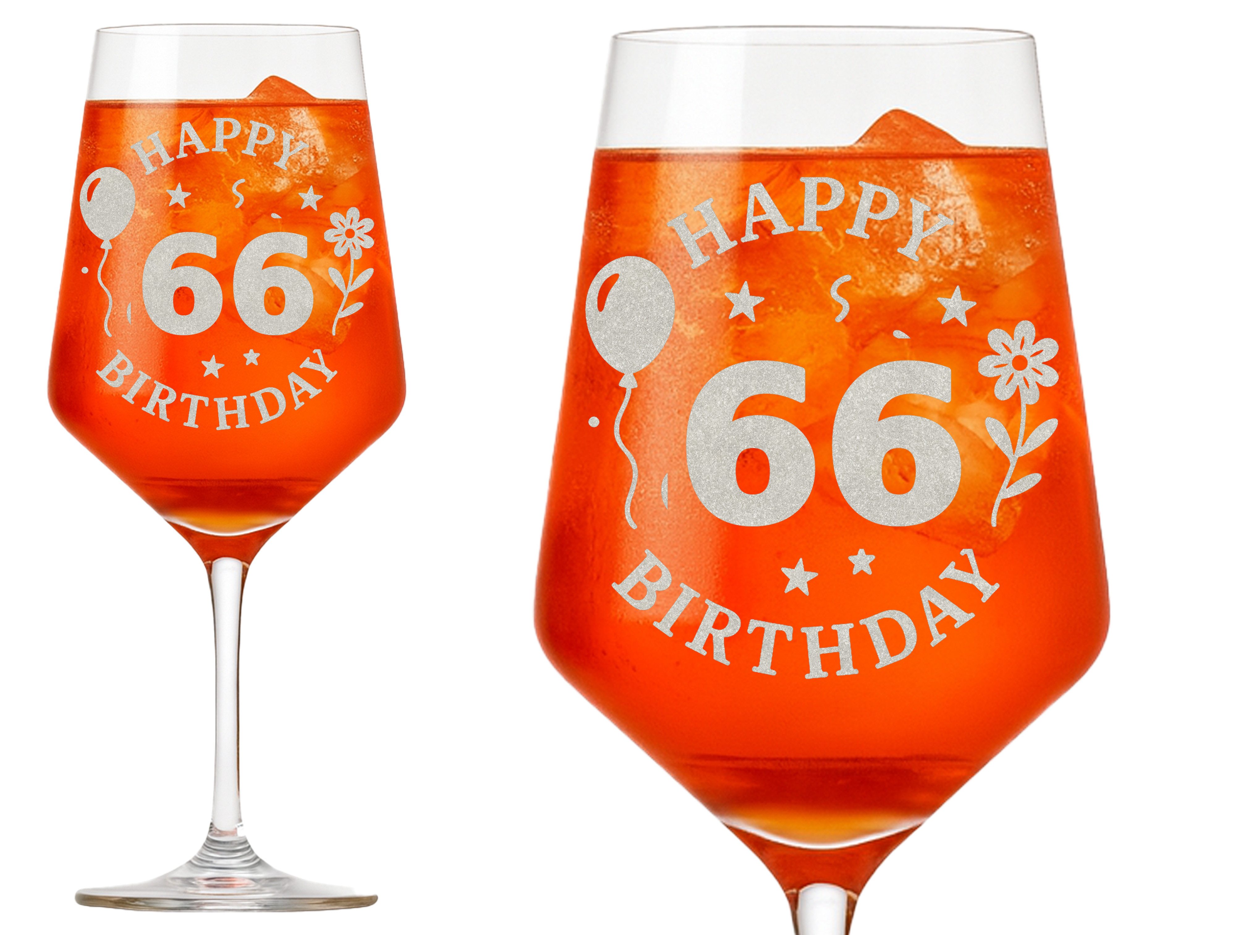 Valhalla Weinglas Gravur Happy Birthday 66. Geburtstag 350ml, 1-tlg., Glas, Atemberaubende Darstellung