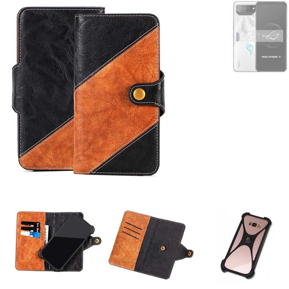 K-S-Trade Handyhülle für Asus ROG Phone 7, Handyhülle Schutzhülle Bookstyle Case Wallet-Case Handy Cover