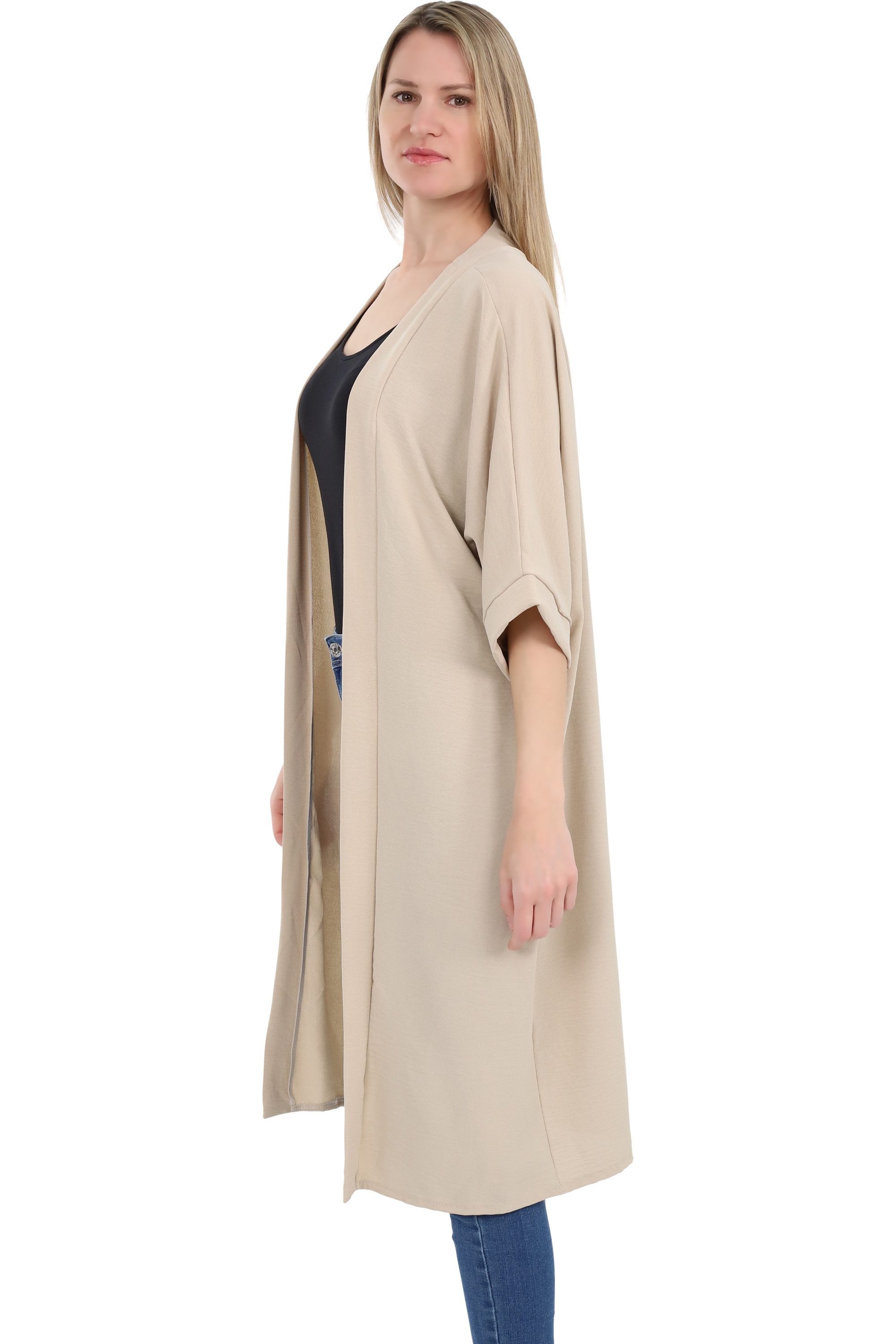 malito more than fashion Cardigan malito Damen Kimono 2342 Kimono Sommer Strand Cover up mit extraweiten Ärmeln Einheitsgröße