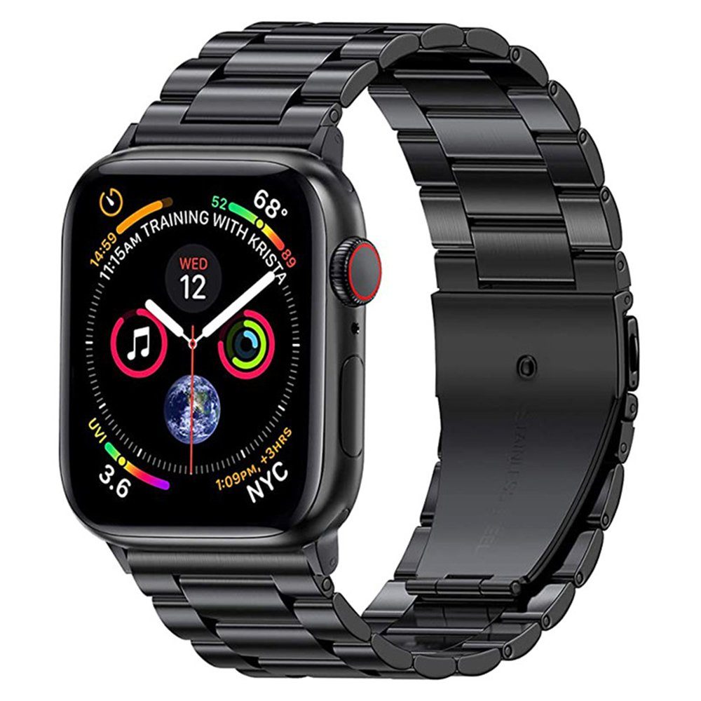 GelldG Smartwatch-Armband Armband Kompatibel mit Apple Watch Armband Metall Ersatz Armband Schwarz