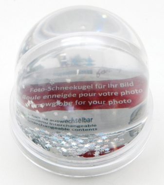 Snowglobe-for-you Schneekugel Foto Schneekugel Kunststoff Sockel transparent 9cm – silber Sterne
