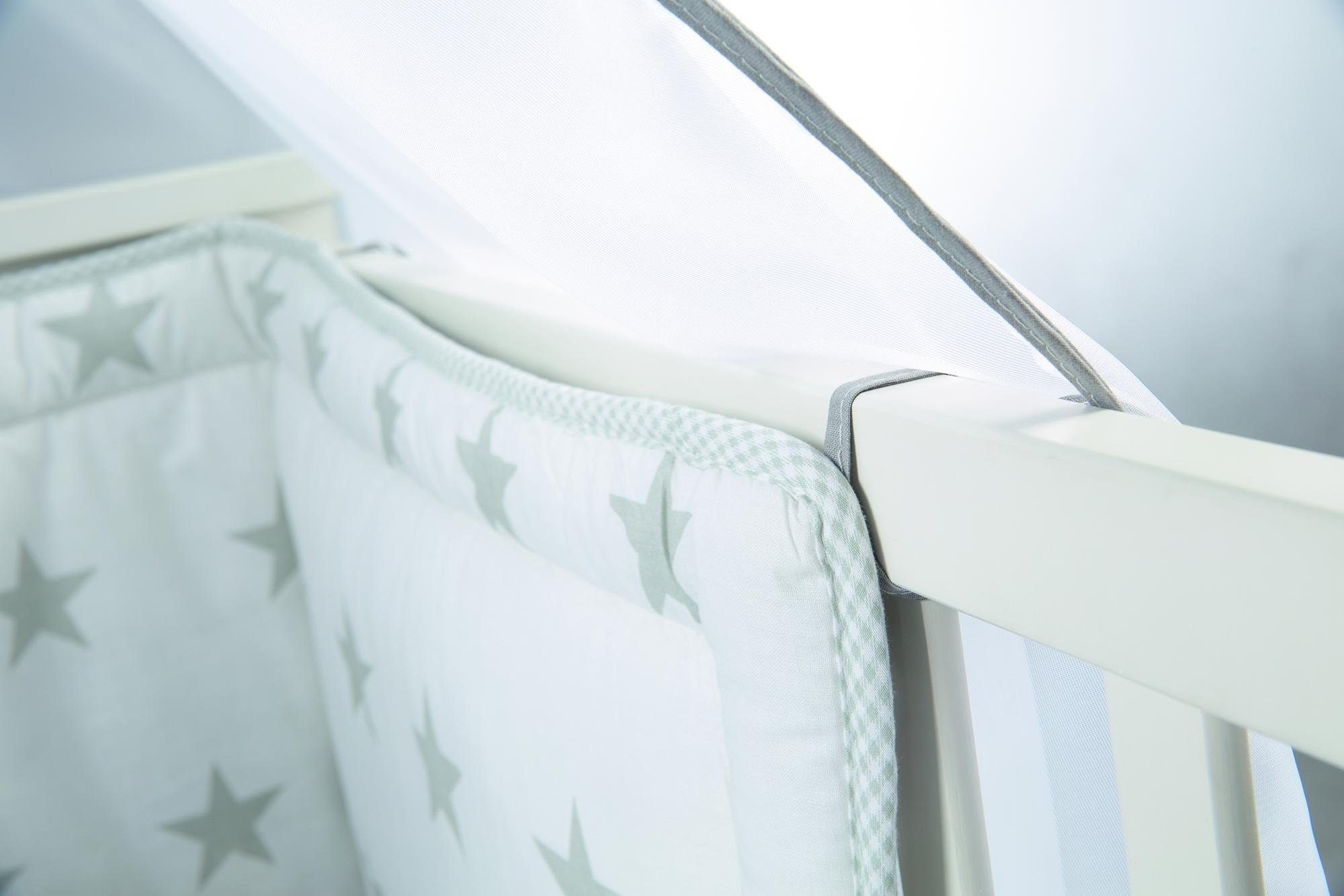 roba® Himmelbettgarnitur Little Stars, wendbar, 4-tlg., mit Bettwäsche, Nestchen und Himmel