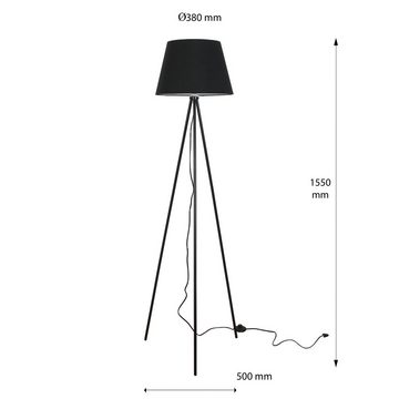 Licht-Erlebnisse Stehlampe BLACK METALL, ohne Leuchtmittel, Standleuchte 155 cm Schwarz Metall E27 Klassisch Stehleuchte Dreibein