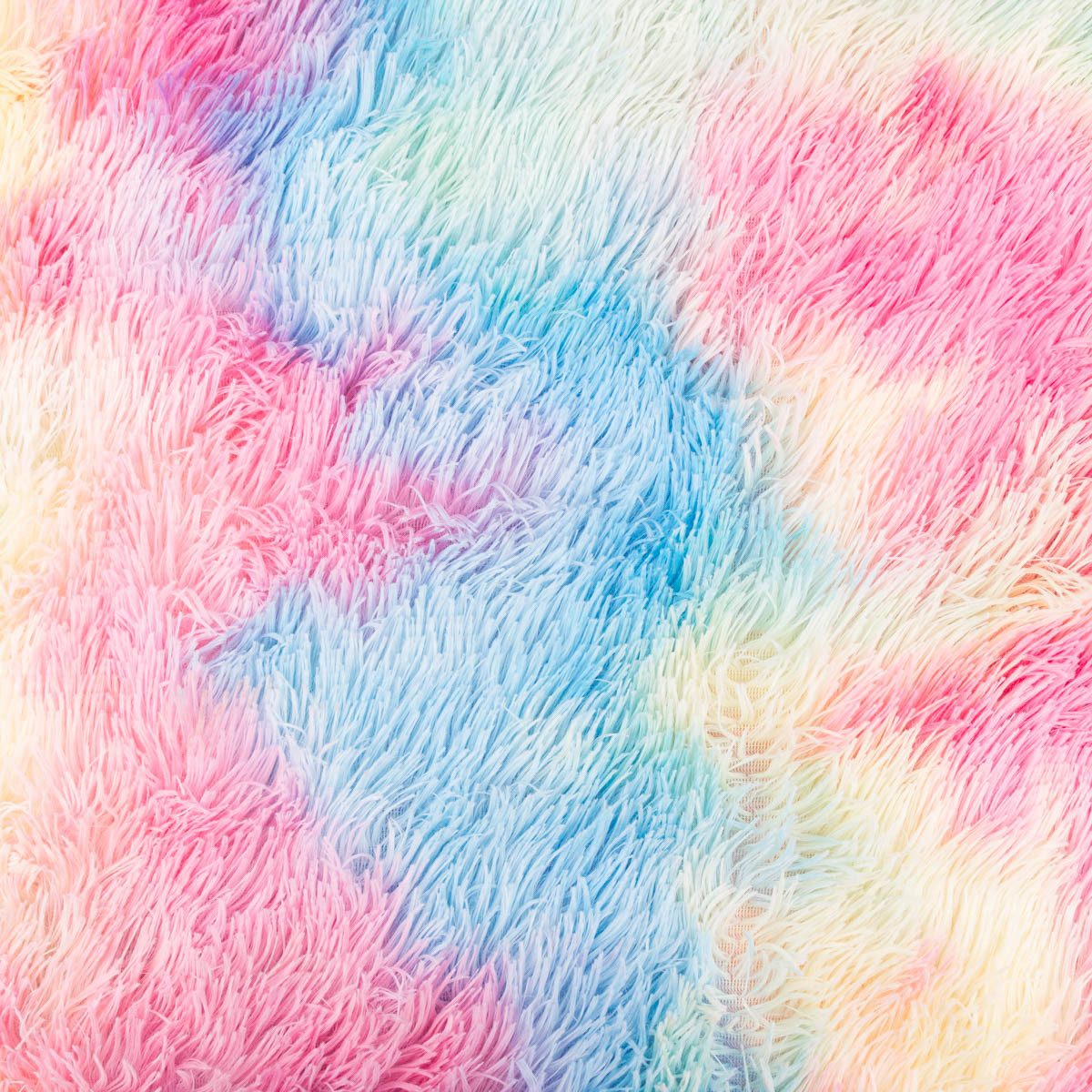 SCHÖNER LEBEN. Stoff Plüschstoff Meterware Kunstfell Regenbogenfarben Langhaar bunt 1,65m, pflegeleicht