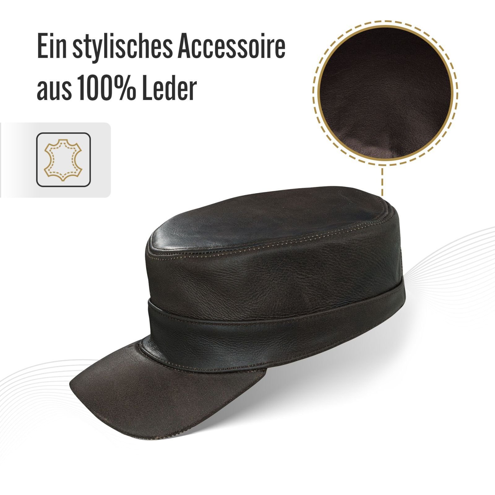 Hut BLACK Schirmmütze Cap FOX Cowboyhut FOREST CUBA Brown-Anilin Leder