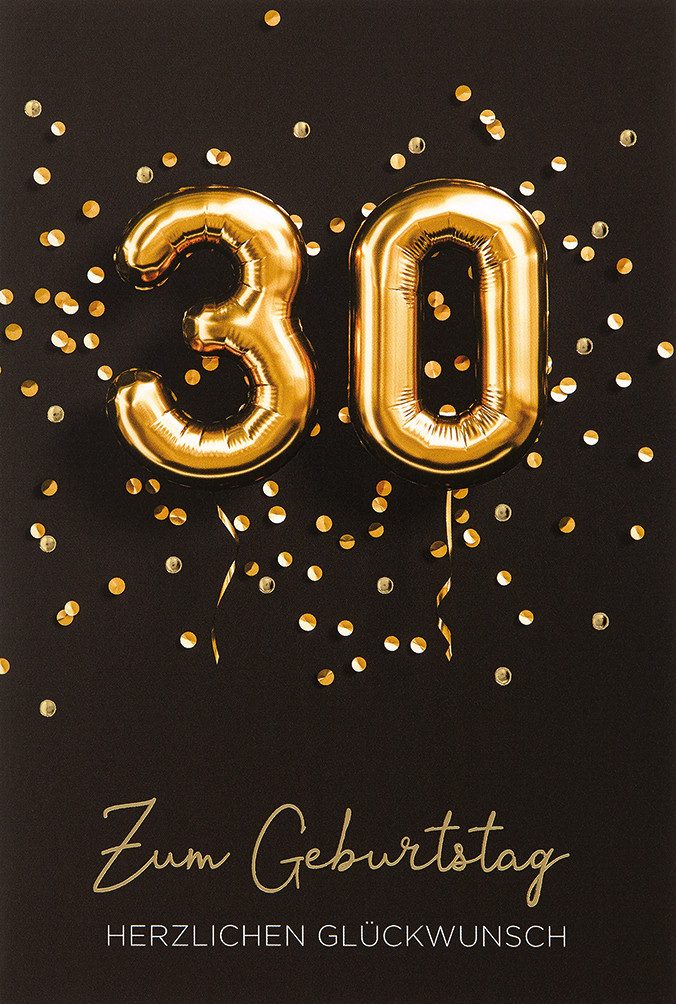 BSB Grußkarten 30. Geburtstag Glückwunschkarte im Format 11,5 x 17 cm
