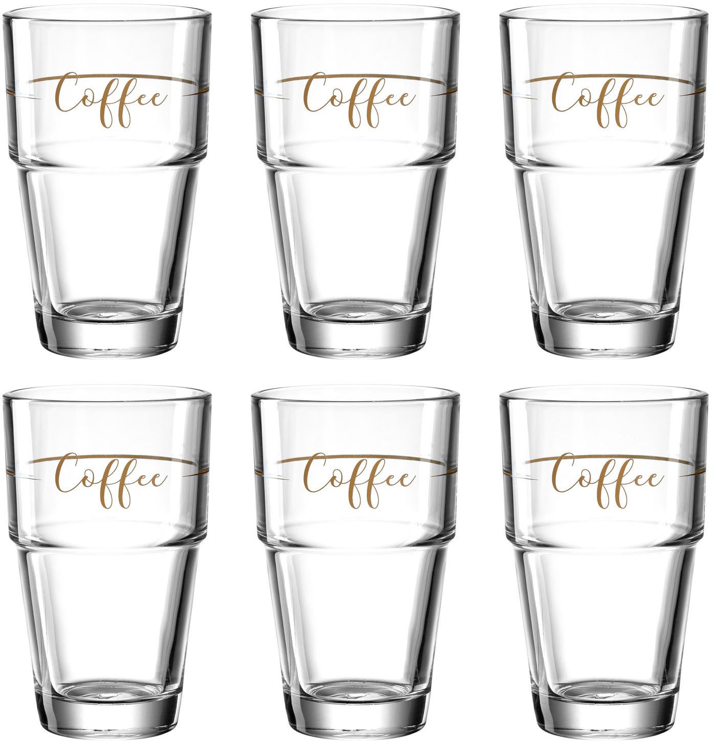 LEONARDO Latte-Macchiato-Glas Gläser-Set SOLO "Coffee", Glas, 410 ml, 6-teilig