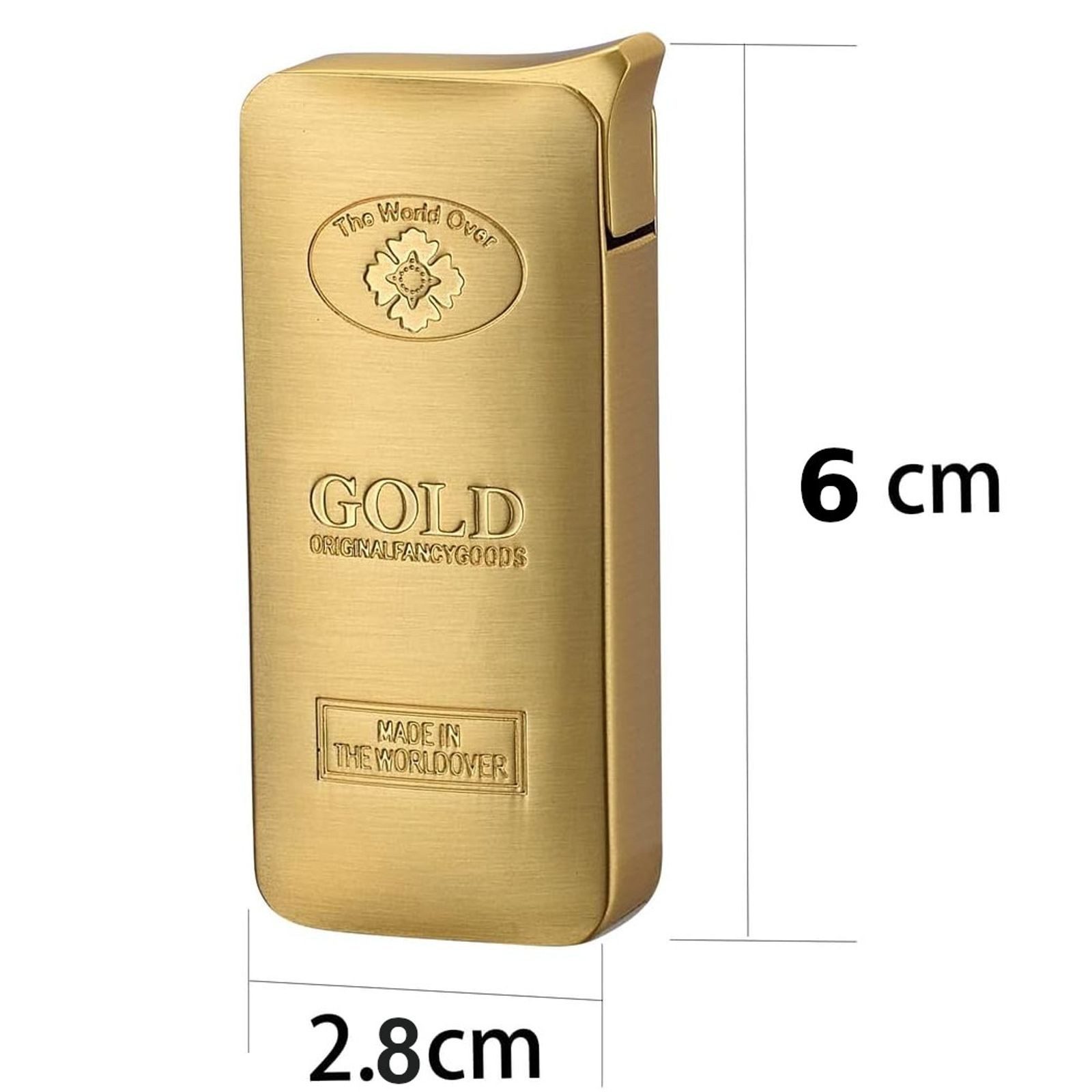 Polyflame Feuerzeuge Goldbarren Feuerzeug nachfüllbar Goldfarben Metallfeuerzeug Gelb Gold (1-St)