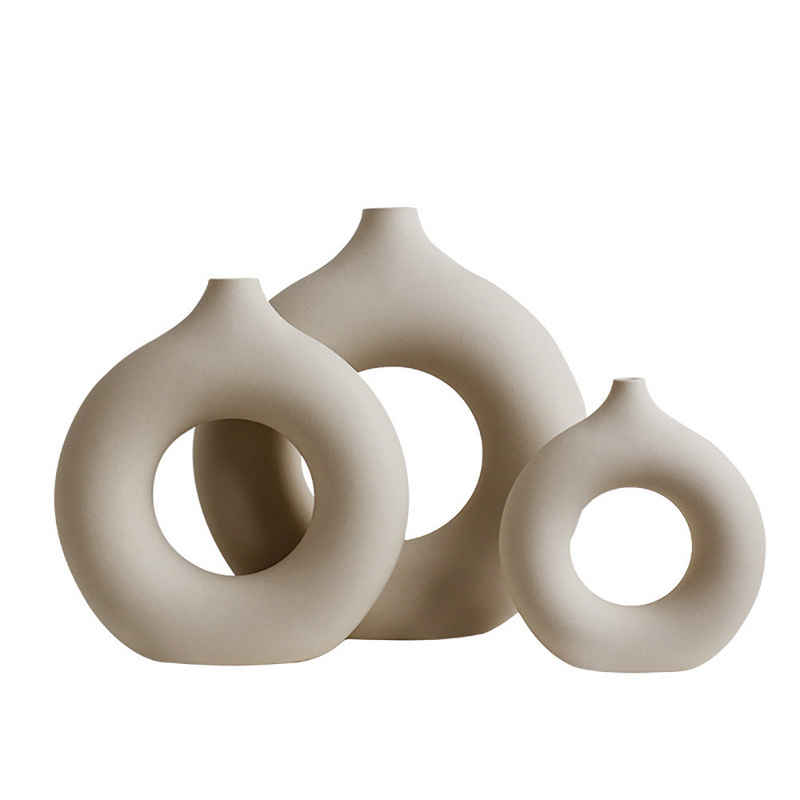 Mrichbez Dekovase Keramik vase beige Moderne deko (Satz, 1 St., 1 Vase), Kunst Vase Runde Form Vasen