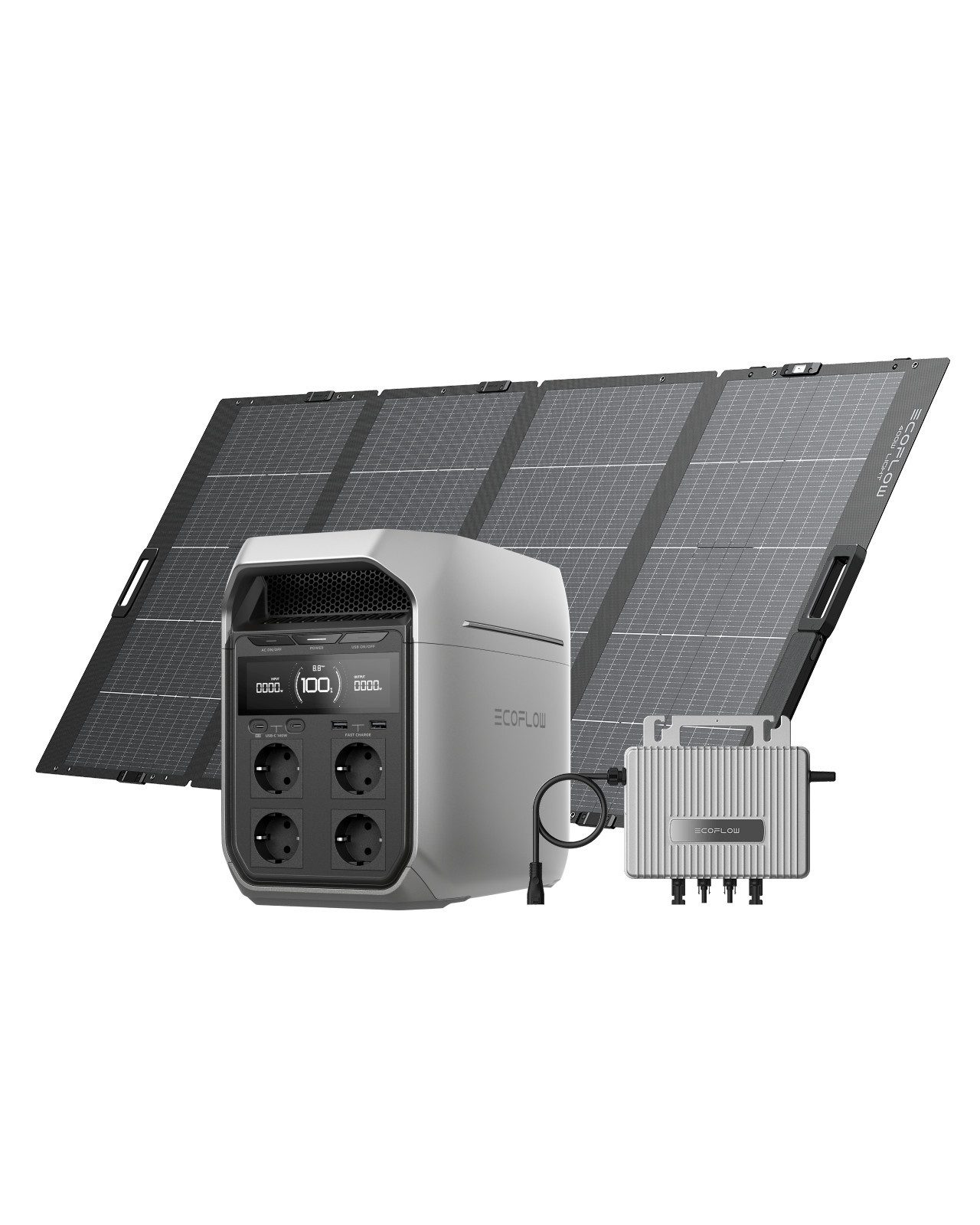 Ecoflow Balkonkraftwerk EcoFlow Delta 3 Plus Powerstation mit STREAM Mikrowechselrichter, (1 024 Wh Solargenerator, LiFePO4-Batterie, 1800W (3600W Spitze) Solargenerator), für Notstromversorgung, Camping