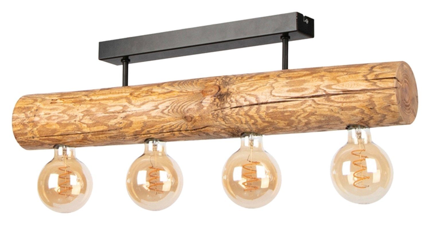 SPOT Light Deckenleuchte TRABO, Braun, Schwarz, Kiefer gebeizt, Metall, ohne Leuchtmittel, 4-flammig, Breite 70 cm