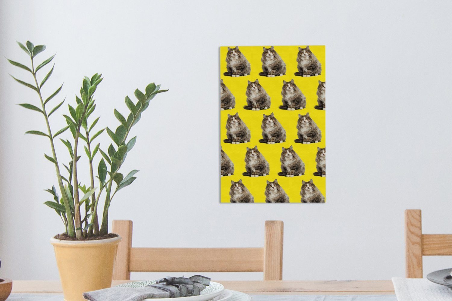 Gelb cm - fertig Leinwandbild Muster, Gemälde, - OneMillionCanvasses® Haustiere Leinwandbild (1 St), bespannt inkl. Zackenaufhänger, 20x30