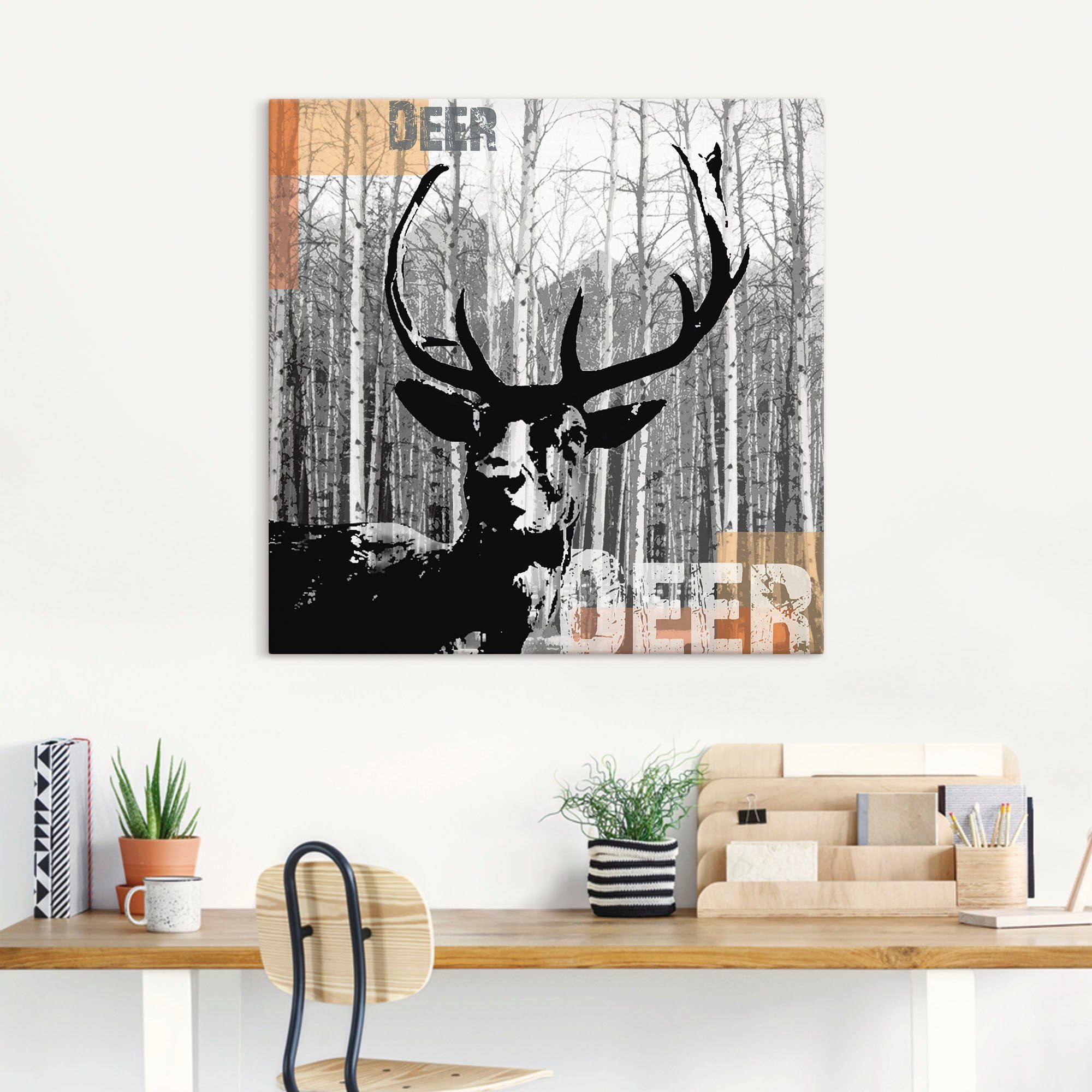 Artland Wandbild Hirsch Collage, Wildtiere (1 günstig online kaufen