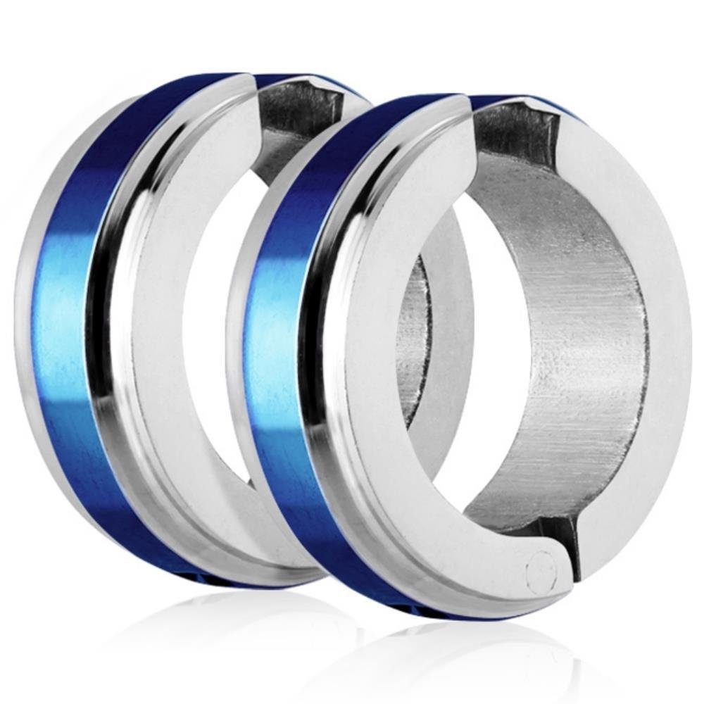 Creolen-Set Blau - Creolen mit Mittelring Silber aus Edelstahl Unisex