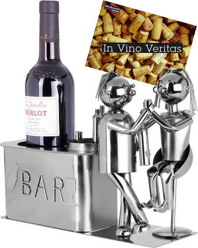 BRUBAKER Weinflaschenhalter Liebespaar an der Bar Flaschenhalter, (inklusive Grußkarte), Weinhalter Metall Skulptur, romantisches Geschenk