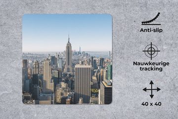 MuchoWow Gaming Mauspad Großartige Aussicht auf Manhattan und das Empire State Building (1-St), Mousepad mit Rutschfester Unterseite, Gaming, 40x40 cm, XXL, Großes
