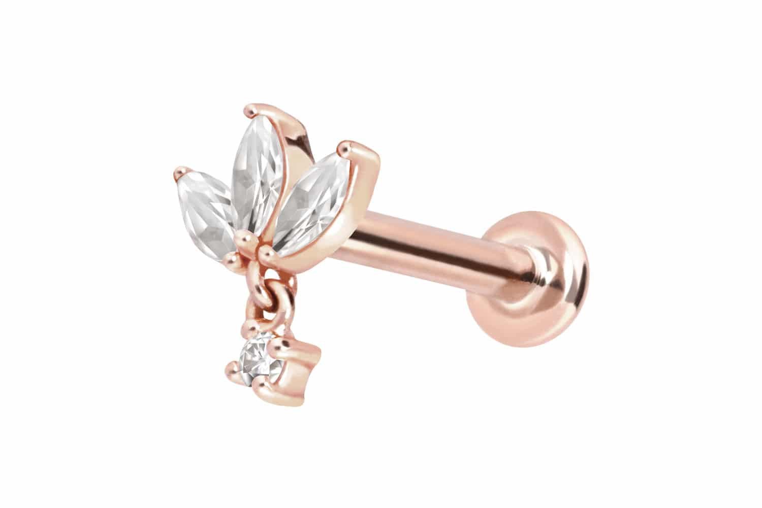 PIERCINGLINE Piercing-Set 14 Karat Gold Labret mit Innengewinde MOISSANIT-L günstig online kaufen