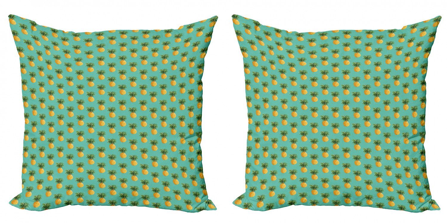 Kissenbezüge Modern Accent Doppelseitiger Digitaldruck, Abakuhaus (2 Stück), Obst Tropische Ananas-Blätter