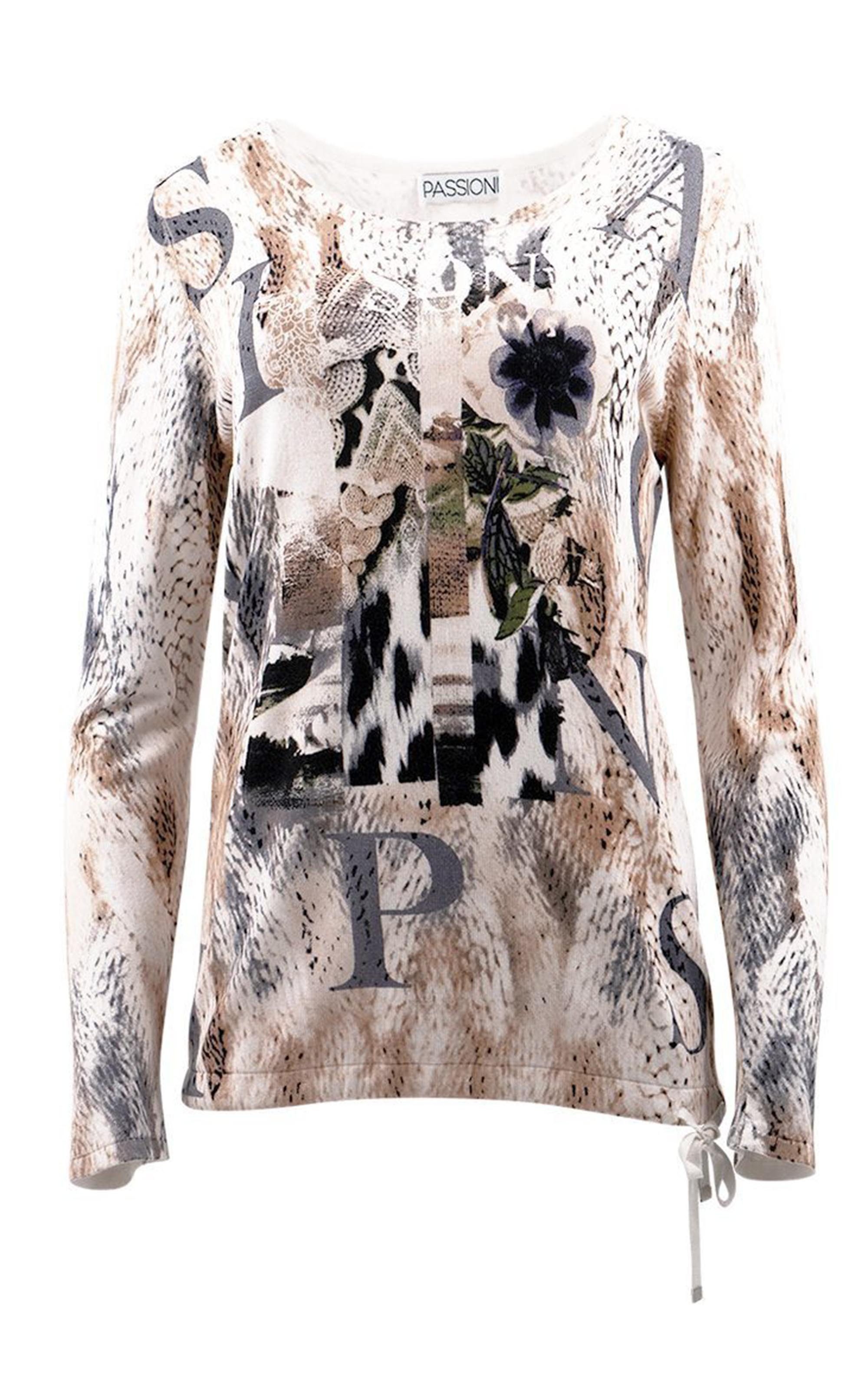 Passioni Strickpullover mit Placement-Print günstig online kaufen