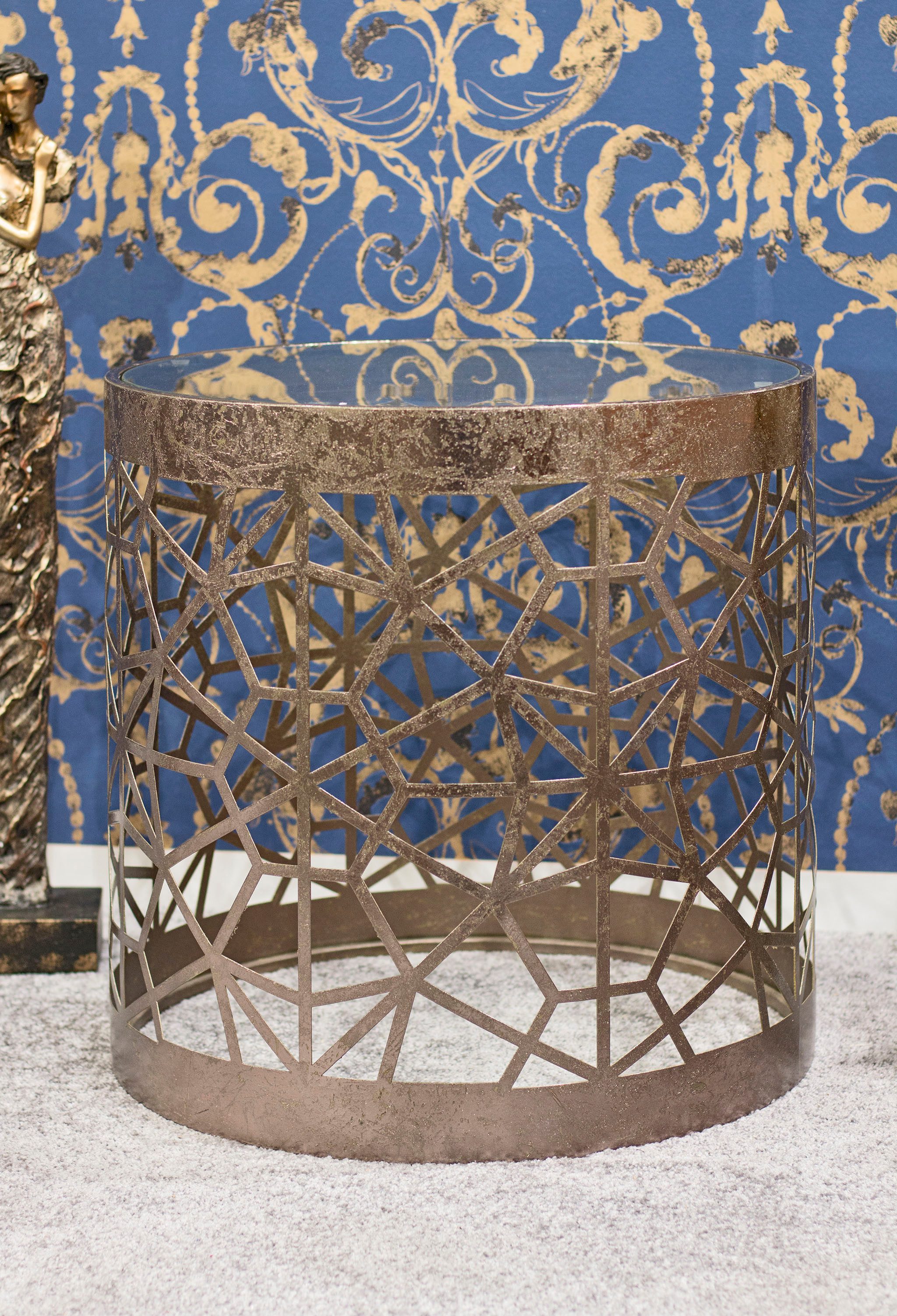 HAKU Beistelltisch Sofatisch, Wohnzimmertisch (1-St), zylindrisch - aus Metall Kupfer B/T/H //50 cm
