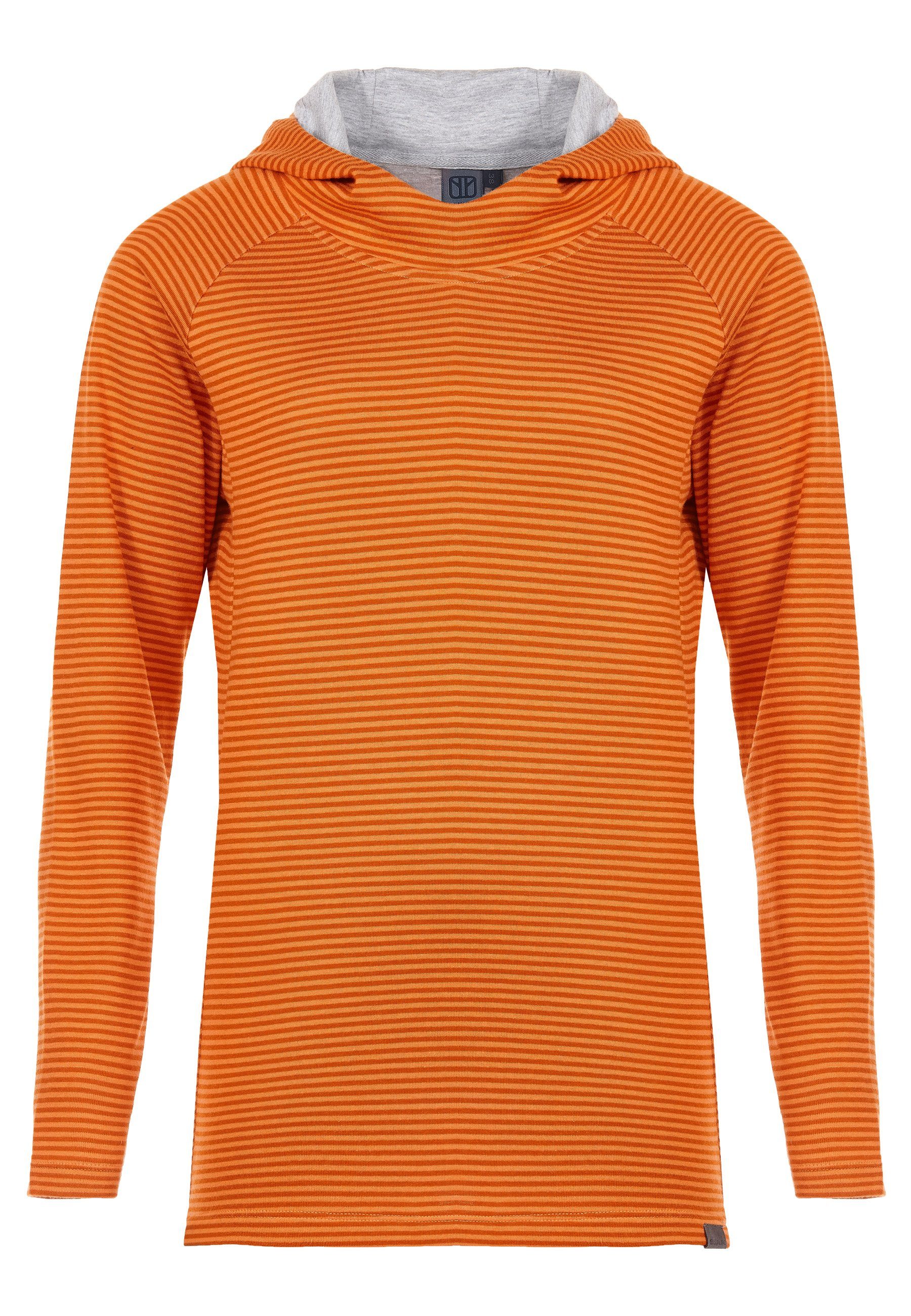 Elkline Hoodie Sweater Wetter Streifen Kapuzenpullover leicht tailliert darkorange - mandarin