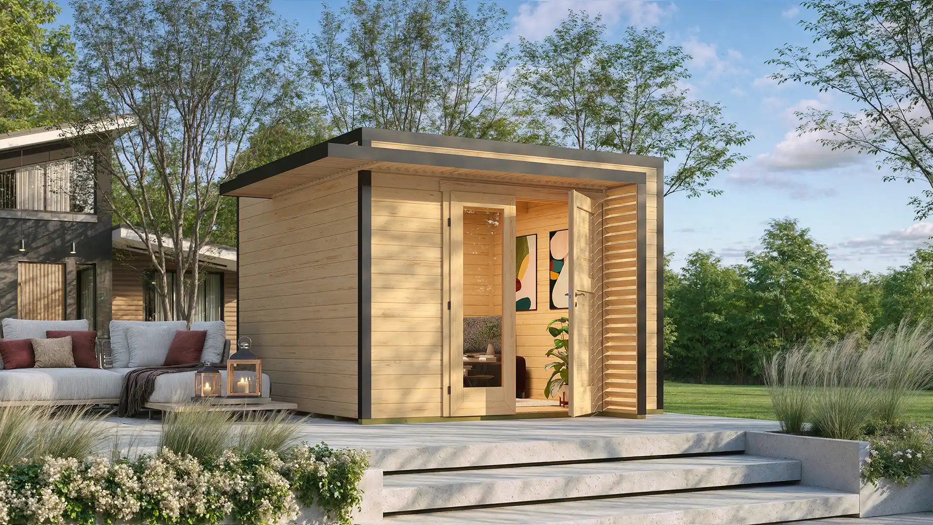 weka Gartenhaus Amberley, BxT: 350x350 cm, verschiedene Farben