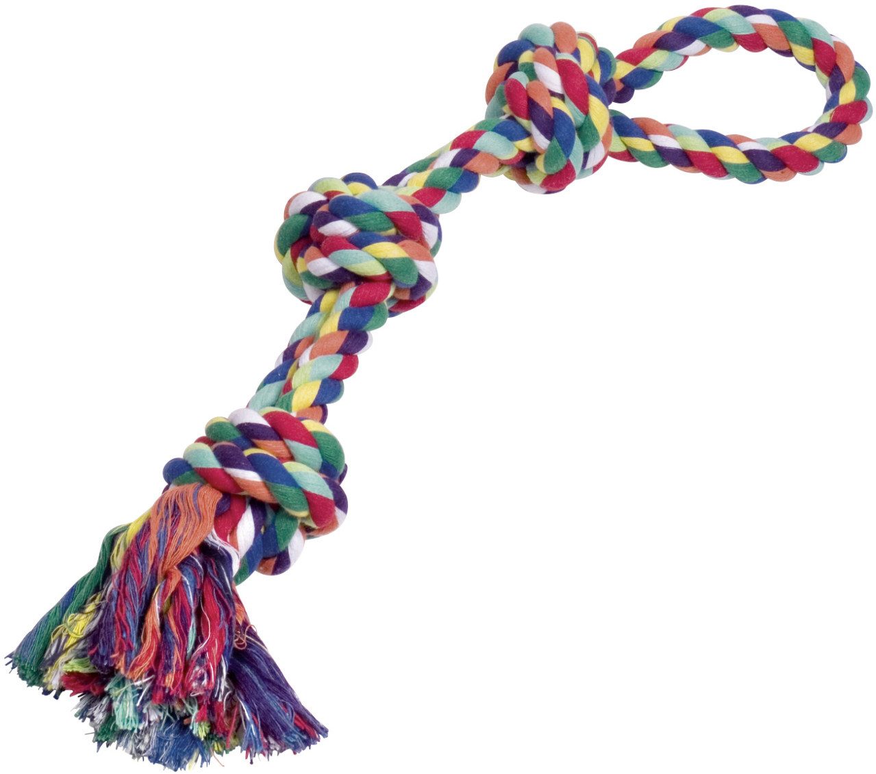 Nobby Tier-Beschäftigungsspielzeug Nobby Rope Toy Spielseile bunt 3 Knoten doppelt, PP