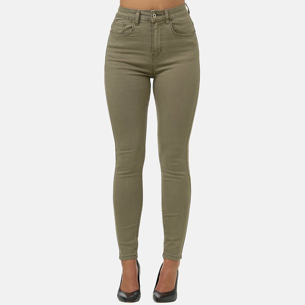 Elara High-waist-Jeans Elara Super High Waist Damen Hose (1-tlg) Khaki