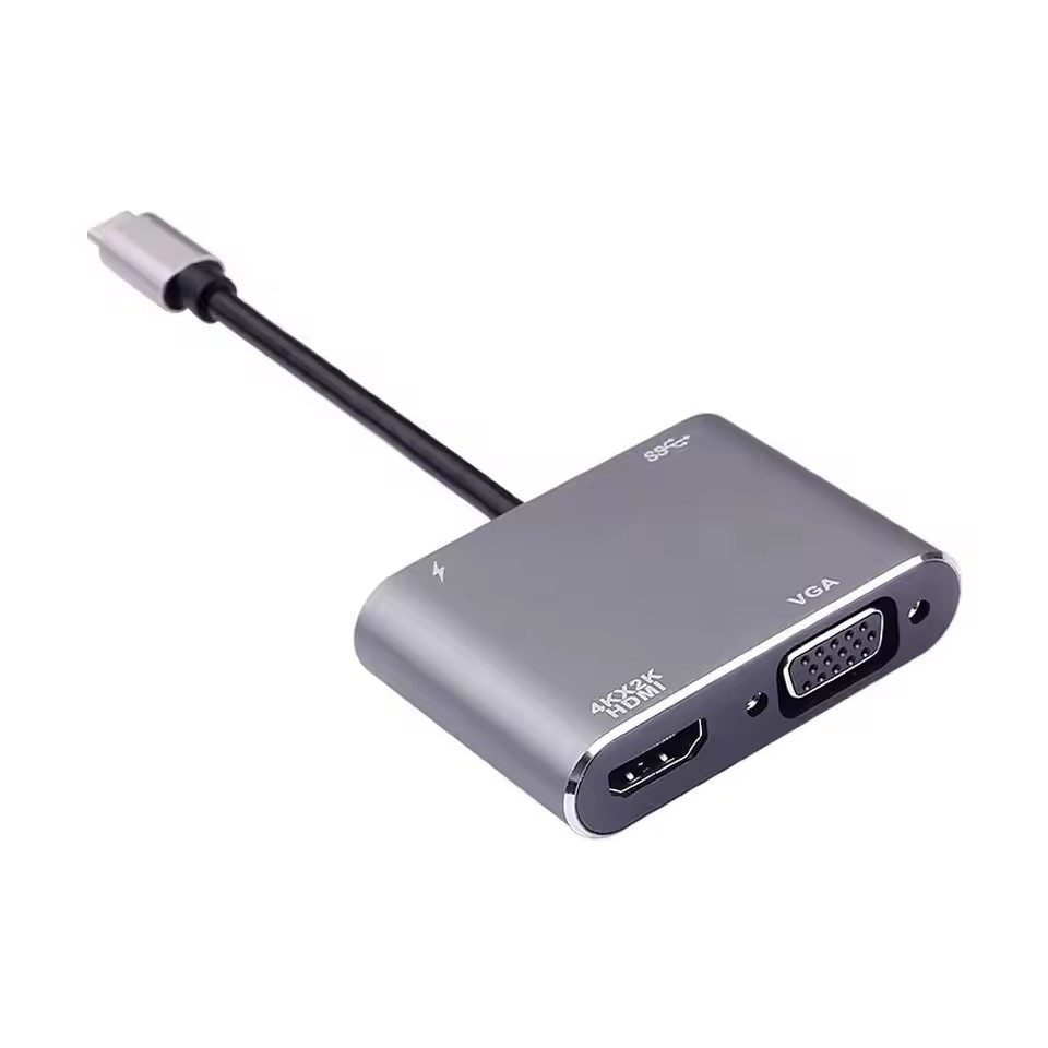 Montegoni USB-C-auf-HDMI/VGA/USB-Adapter: Vielseitiger Hub für MacBook & mehr Computer-Adapter, Vielseitige Konnektivität, Kompakt und langlebig