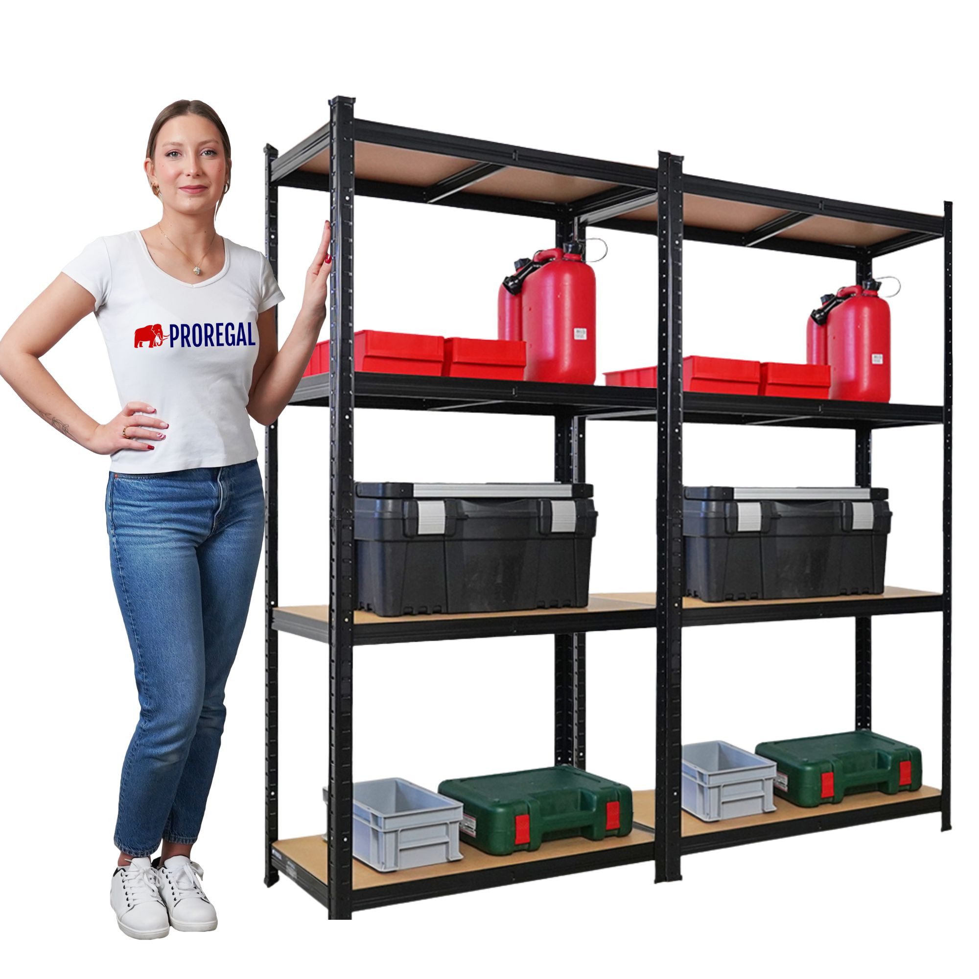 PROREGAL® Schwerlastregal MegaDeal Steckregal Kellerregal GORILLA mit 5 Fachböden Fachlast 175kg, Garagenregal Werkstattregal Lagerregal Lastenregal mit 5 MDF-F – Bild 4 von 5