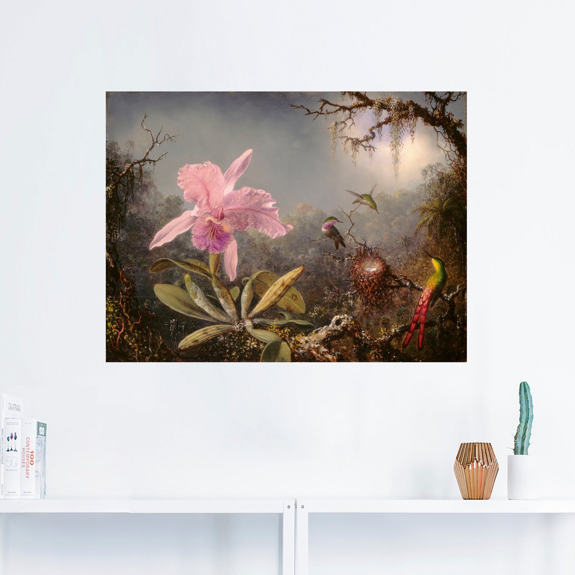 oder Wandbild Alubild, in St), (1 Artland als Kolibris., und drei Poster versch. Orchidee Cattleya Größen Blumenbilder Wandaufkleber Leinwandbild,
