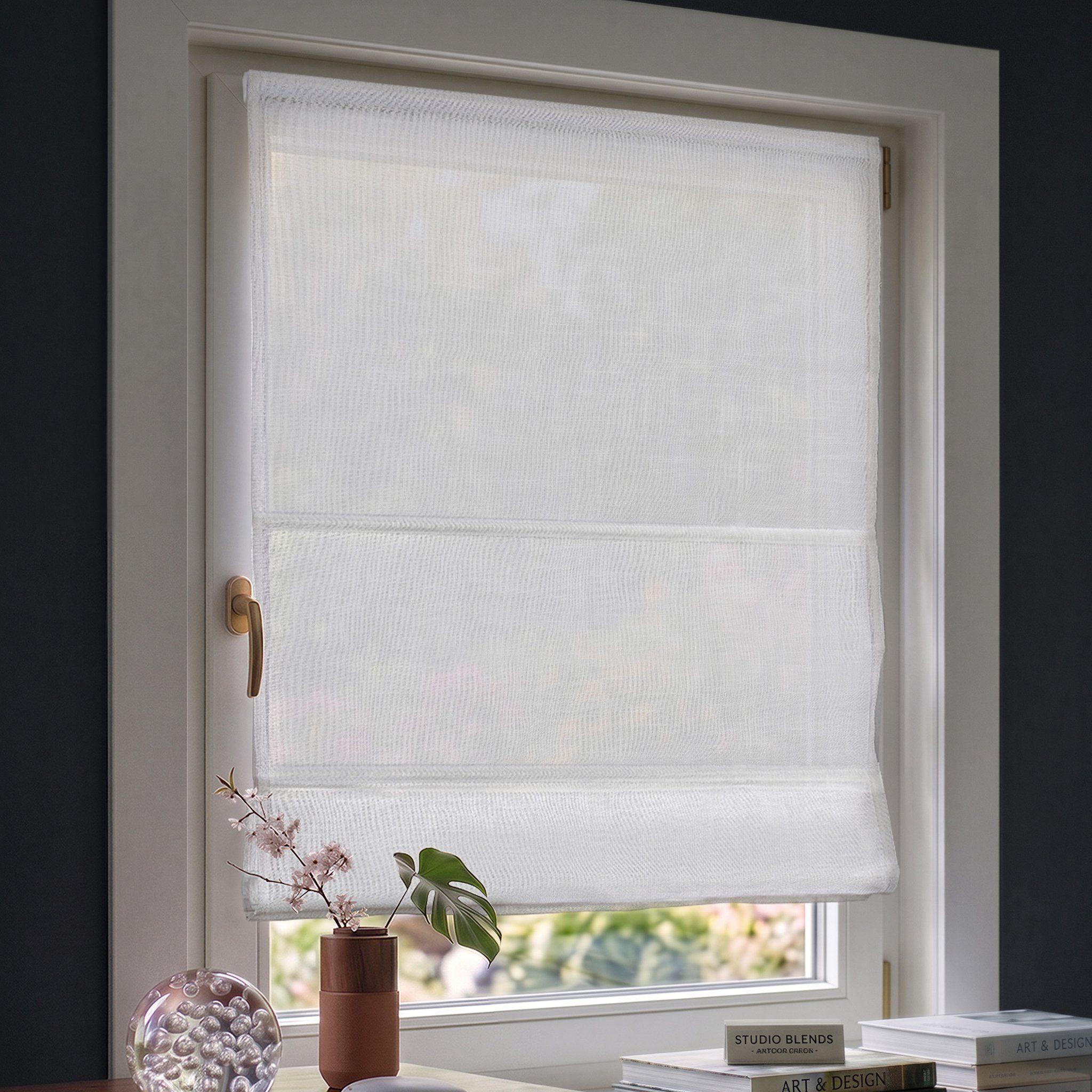 Victoria M. Raffrollo Ivora Premium Raffrollo 40x130cm Weiß Blickdicht, mit Faltenband, mit Bohren, freihängend, Abnehmbarer Stoff mit OEKO-TEX® Zertifizierung