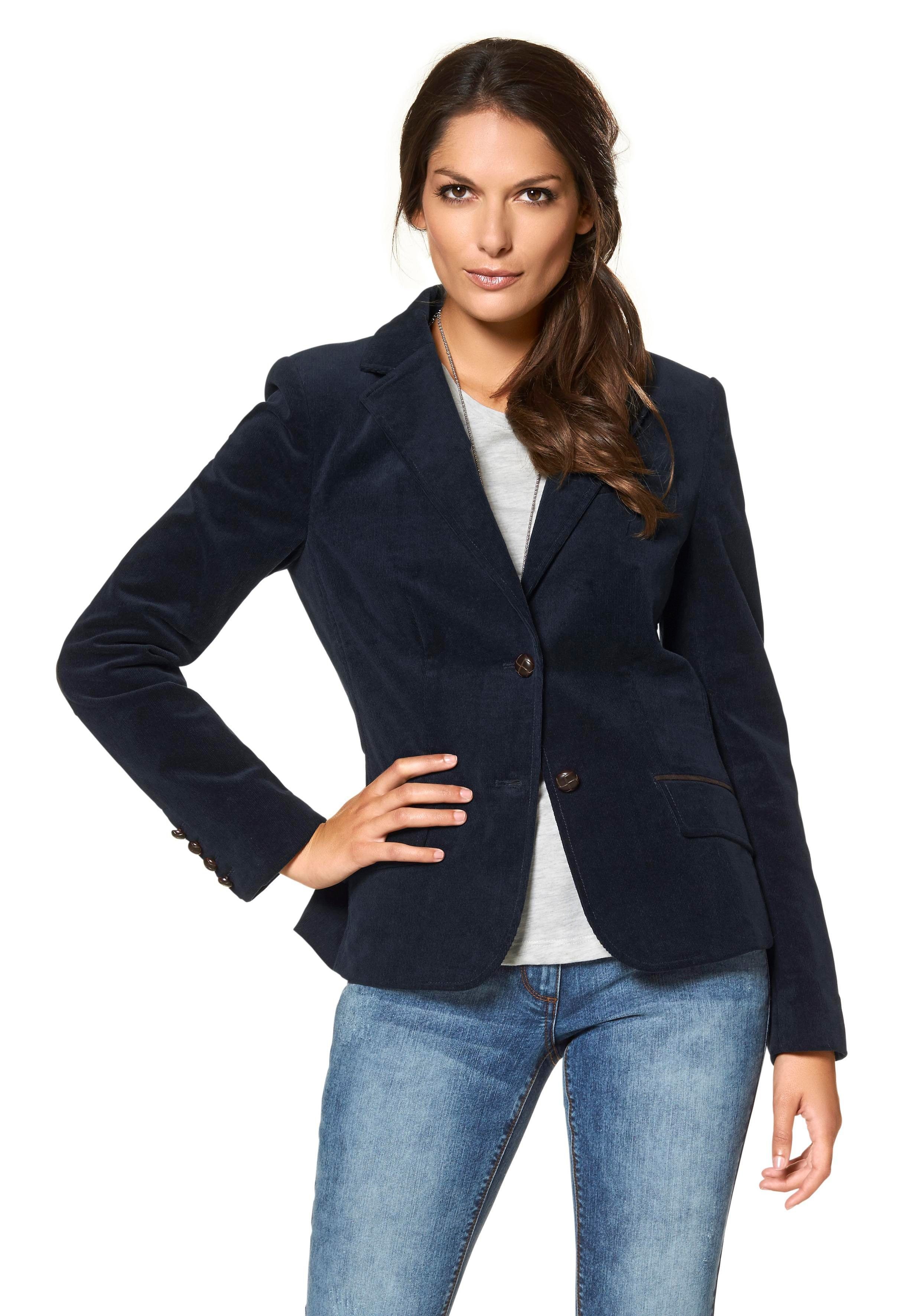 Aniston CASUAL Jackenblazer mit Lederimitat-Einfassungen und Ärmelpatches